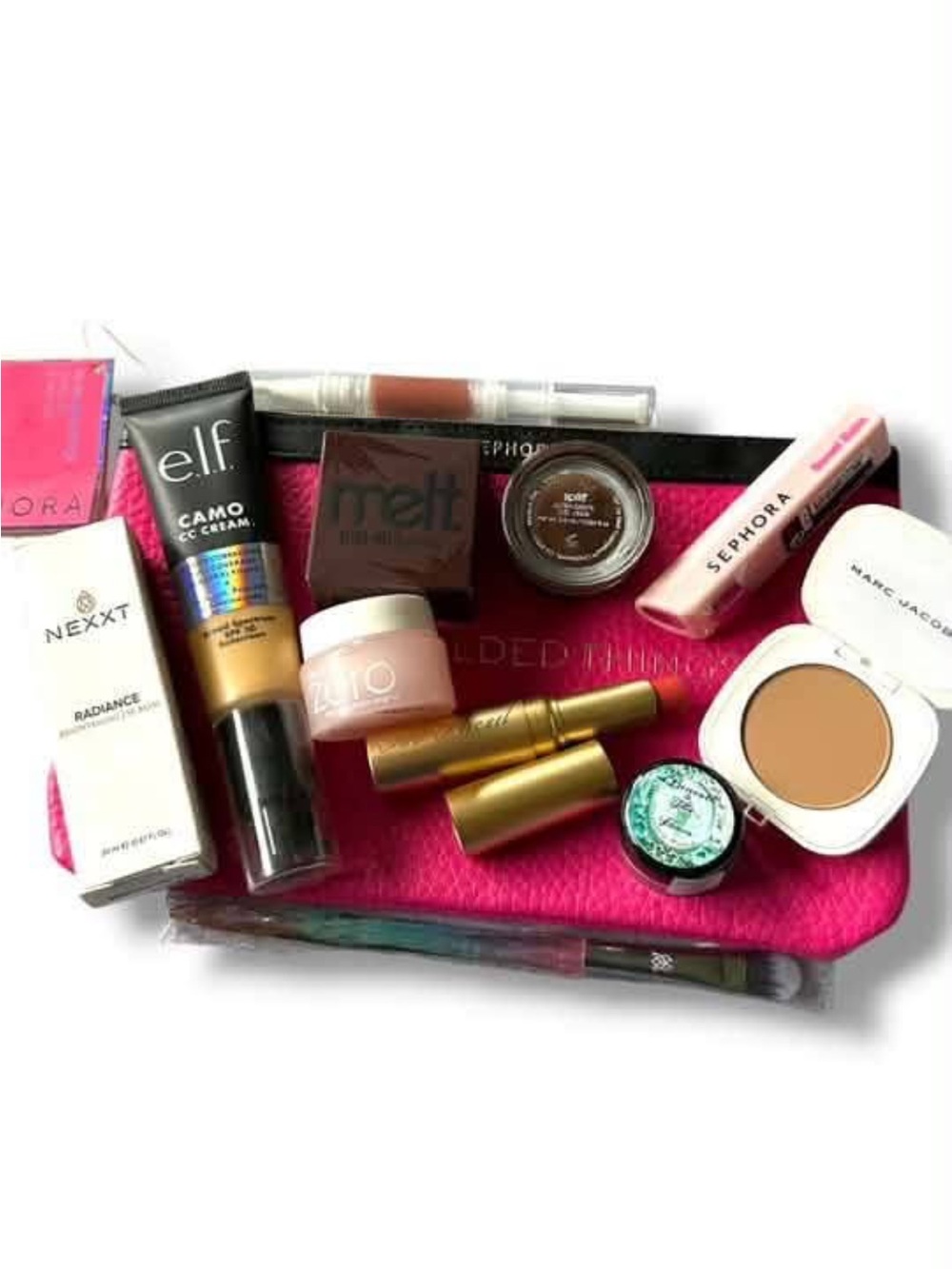 Huge Makeup Lot Pouch Marc Jacobs Melt Cosmetics ELF Sephora MORE! $125 Value